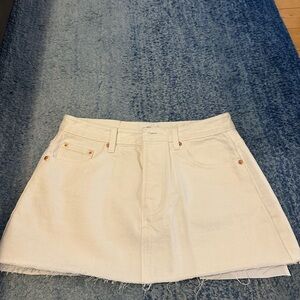 Parke Denim Mini Skirt, Size 26 in White (Never Worn)